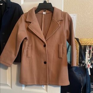Kid's Tan Peacoat Jacket - Sleek Collared Coat